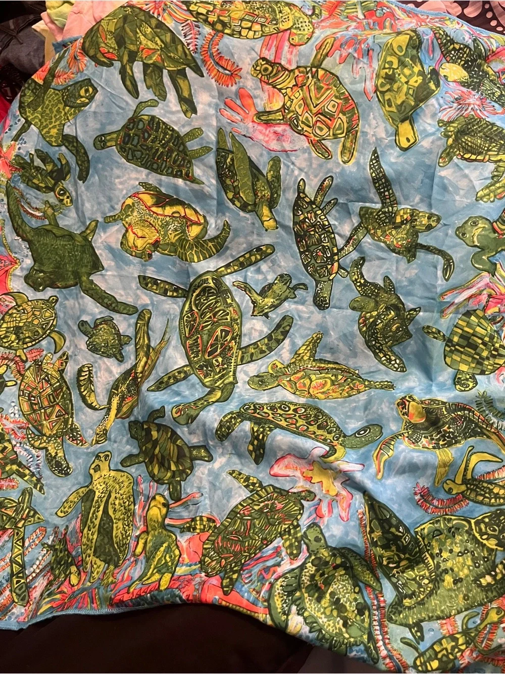 Sea Turtle Print square scarf/ handkerchief